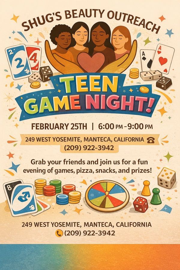 Game night for the teens to help release stress and ,build relationships in the community amongst th