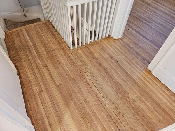 Pine flooring after sanding (before polyurethane).