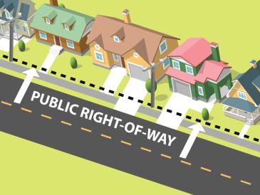 Illustration of a public right-of-way in a neighborhood.