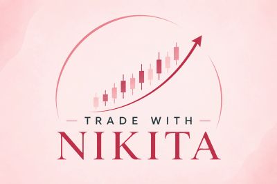 Trade with Nikita logo with upward trend graph.
