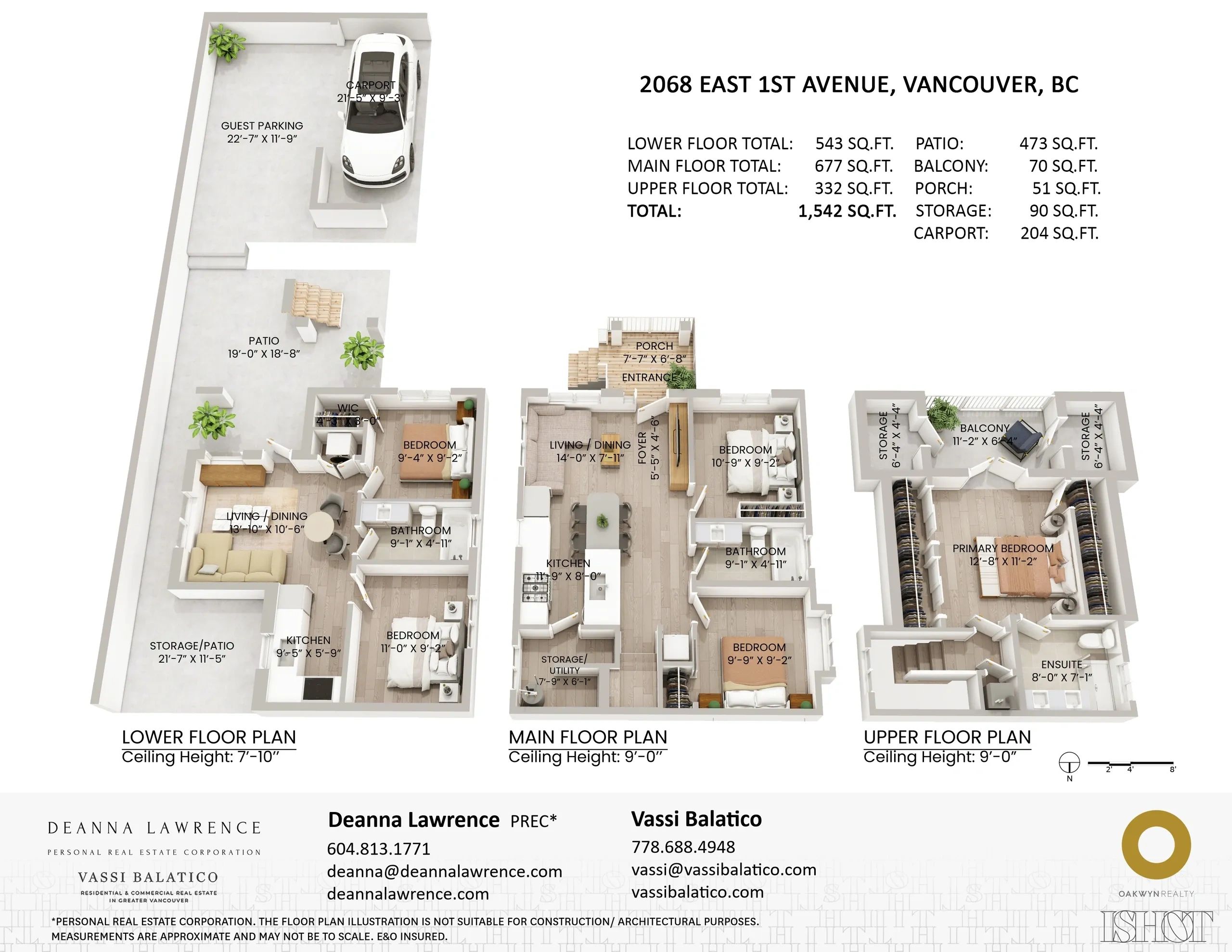 Detailed floor plan of a three-story home at 2068 East 1st Avenue, Vancouver, BC.