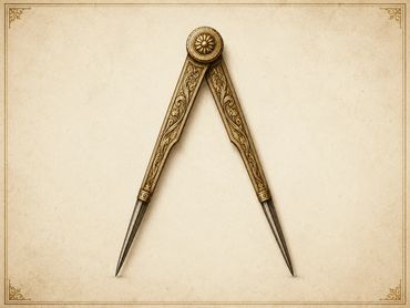 Ornate vintage brass compass on textured paper background.