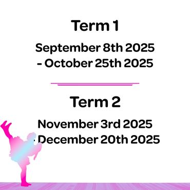 Term 1: September 8th 2025 - October 25th 2025
Term 2: November 3ed 2025 - December 20th 2025