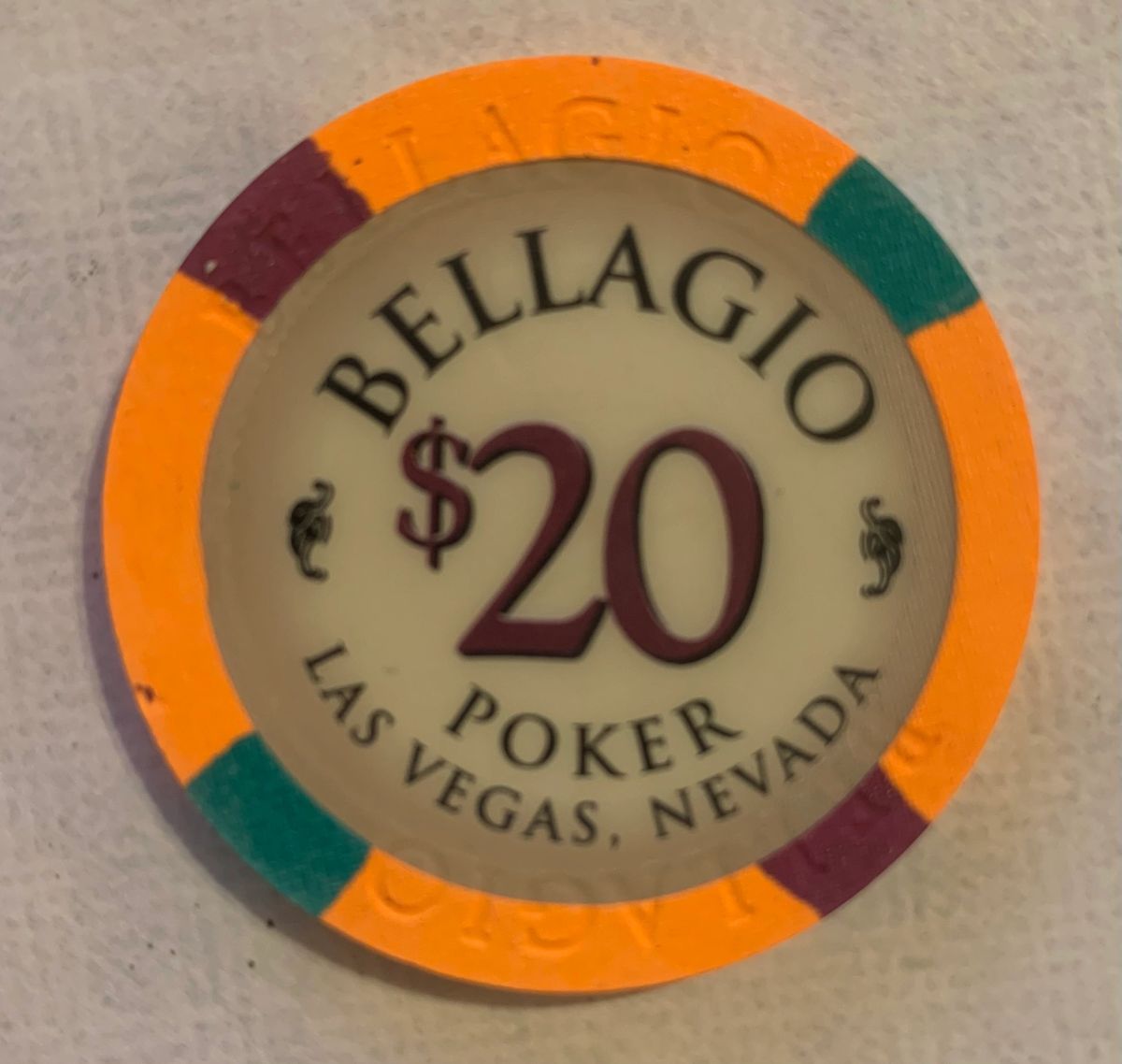 Las Vegas Bellagio Casino $20 Poker Chip