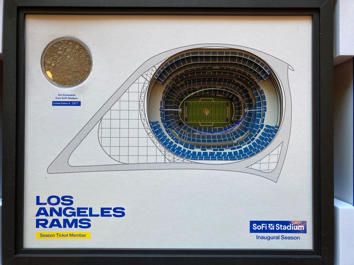 LA Rams Los Angeles Season Ticket Gift Box SoFi Stadium Replica Dirt 2020