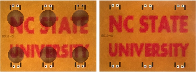 Optically Transparent Transducer Elements on NC State University Logo