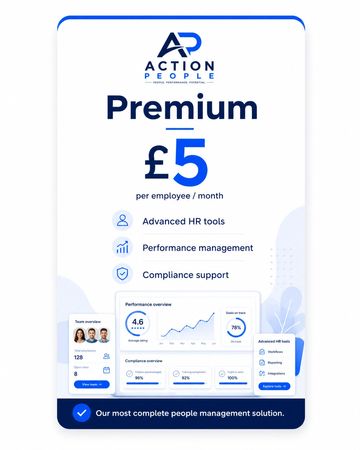 Action People Premium plan offers advanced HR tools for £5 per employee monthly.