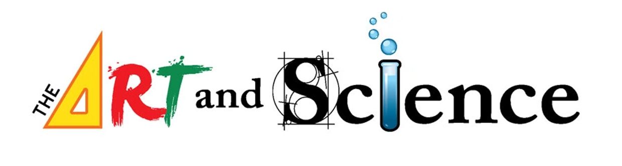 Creative typography blending art and science with symbolic elements.