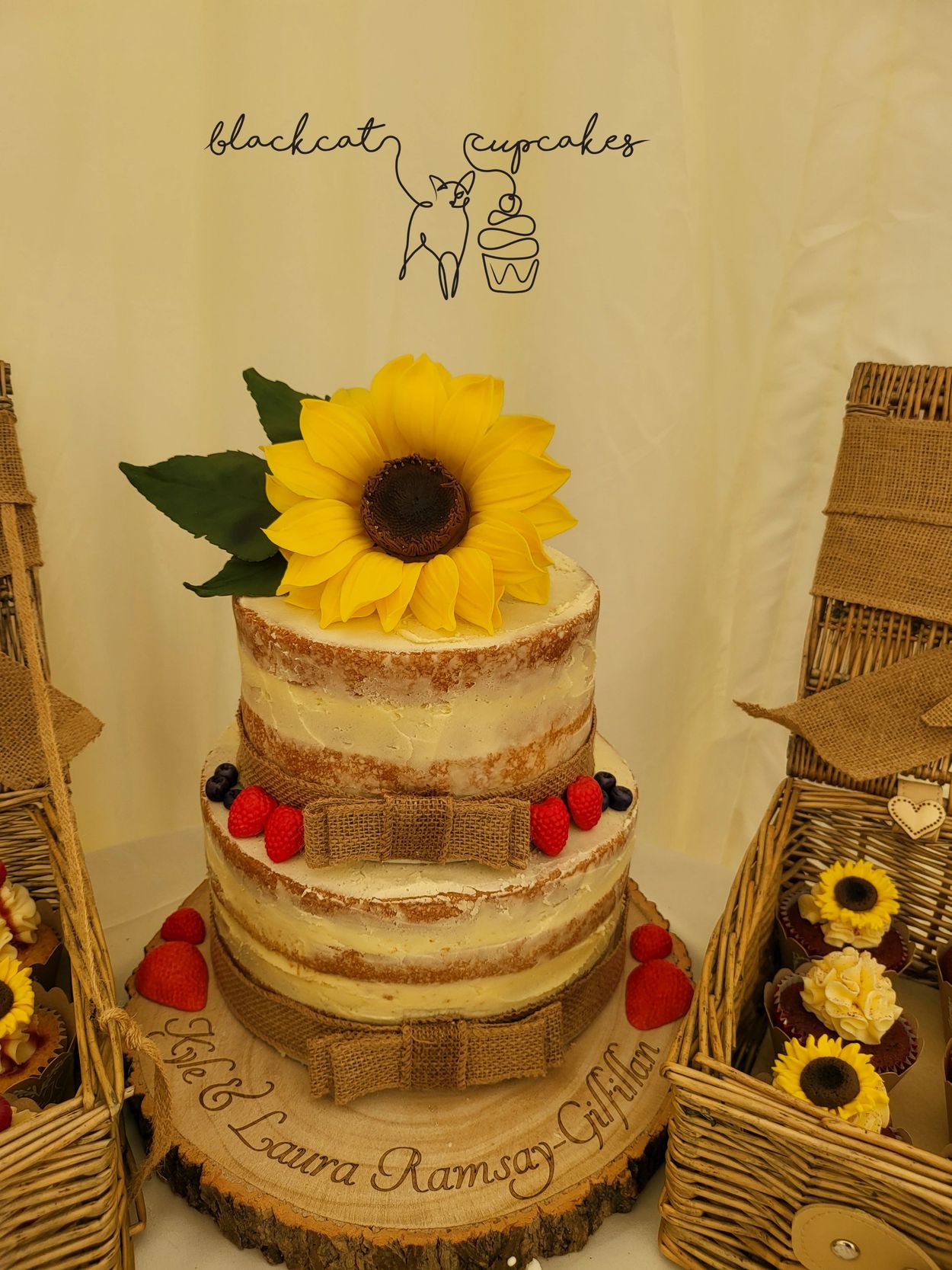 Sugarpaste Sunflower and sugarpaste fruit decorations 
