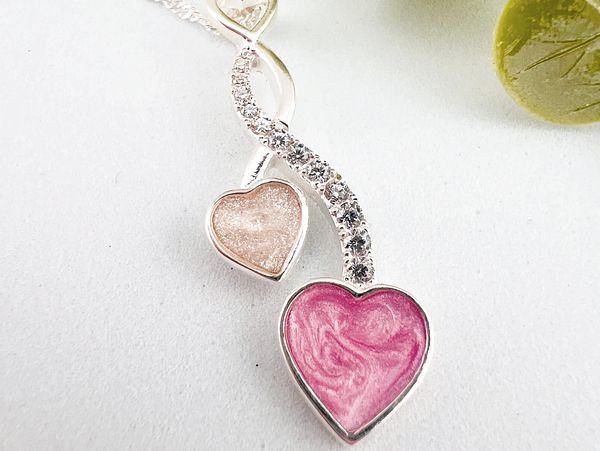 Sterling Silver Entwined Hearts Keepsake Memorial Pendant