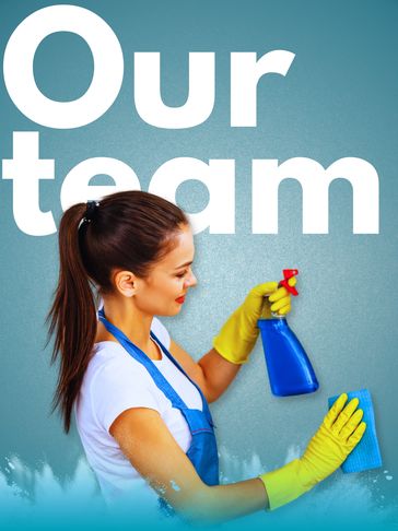 Woman cleaning the clue canvas with yellow gloves