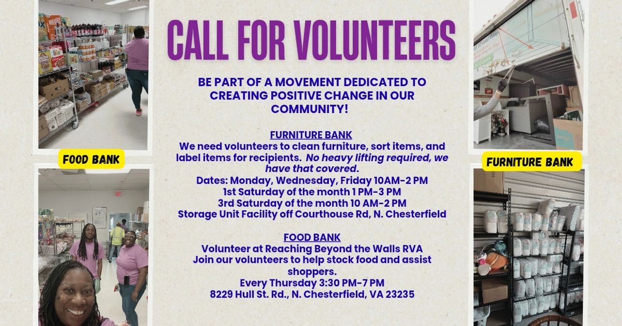 Information about volunteering at the Furniture and Food Bank.
