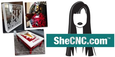 She CNC, Custom Signs, Furniture, Coffee Tables, Aluminum, Wood, Acrylic