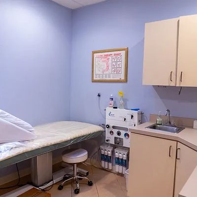 Clinic room prepared for Colon Hydrotherapy.