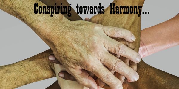 Diverse hands joined together symbolizing unity and harmony.
