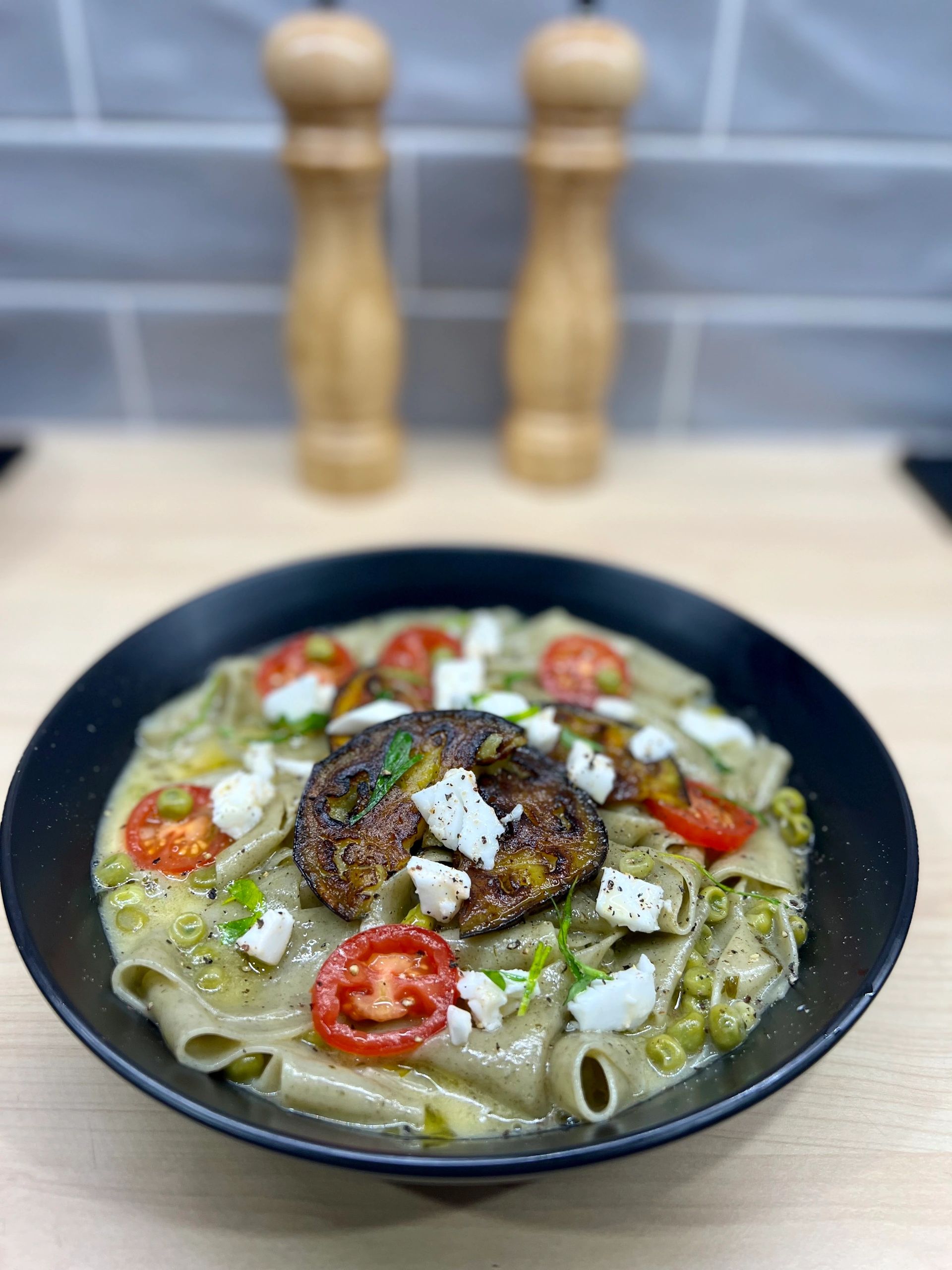 Mint Pappardelle with Creamy Garlic Lemon Butter Sauce