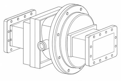 Technical line drawing of a mechanical flange assembly with bolts.