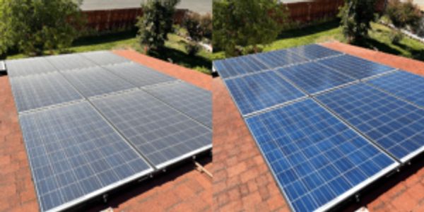 Before and after cleaning solar panels 