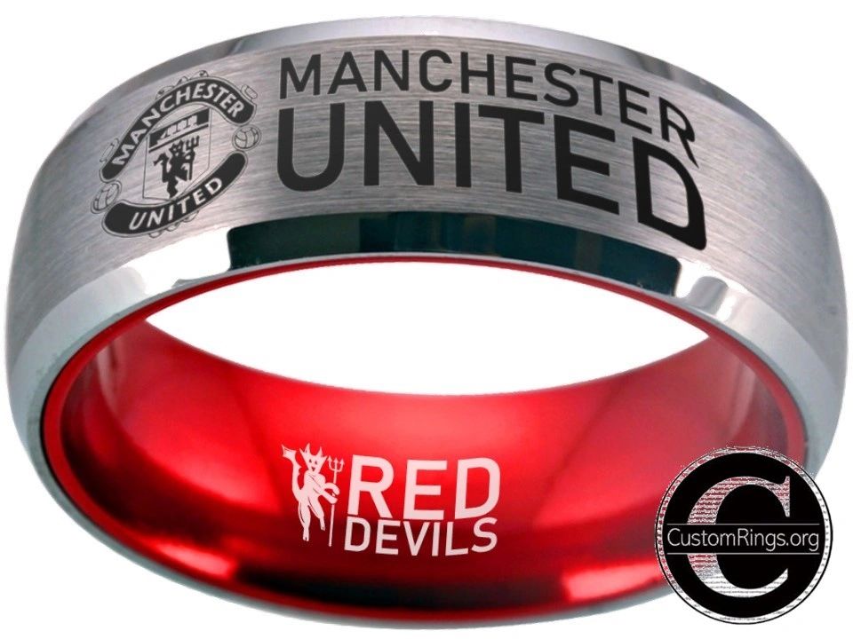 Manchester United Ring Red Devils Logo Ring Silver & Red Tungsten #mufc # ManchesterUnited