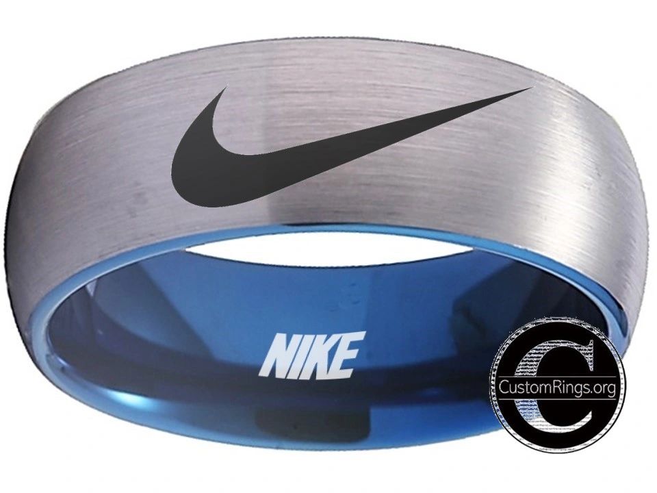 Nike Ring Matte Silver and Black Band #nike #nikeair #justdoit