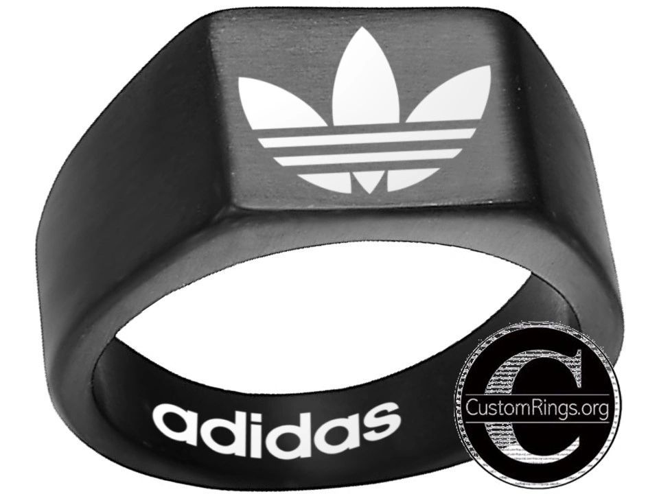 Adidas Logo Ring Adidas Black Titnium Steel Band #adidas #shoes #brand  #apparel