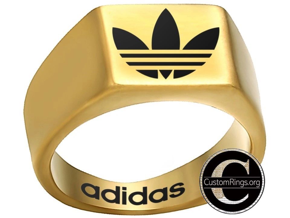 Adidas Logo Ring Adidas Gold Titnium Steel Band #adidas #shoes #brand  #apparel