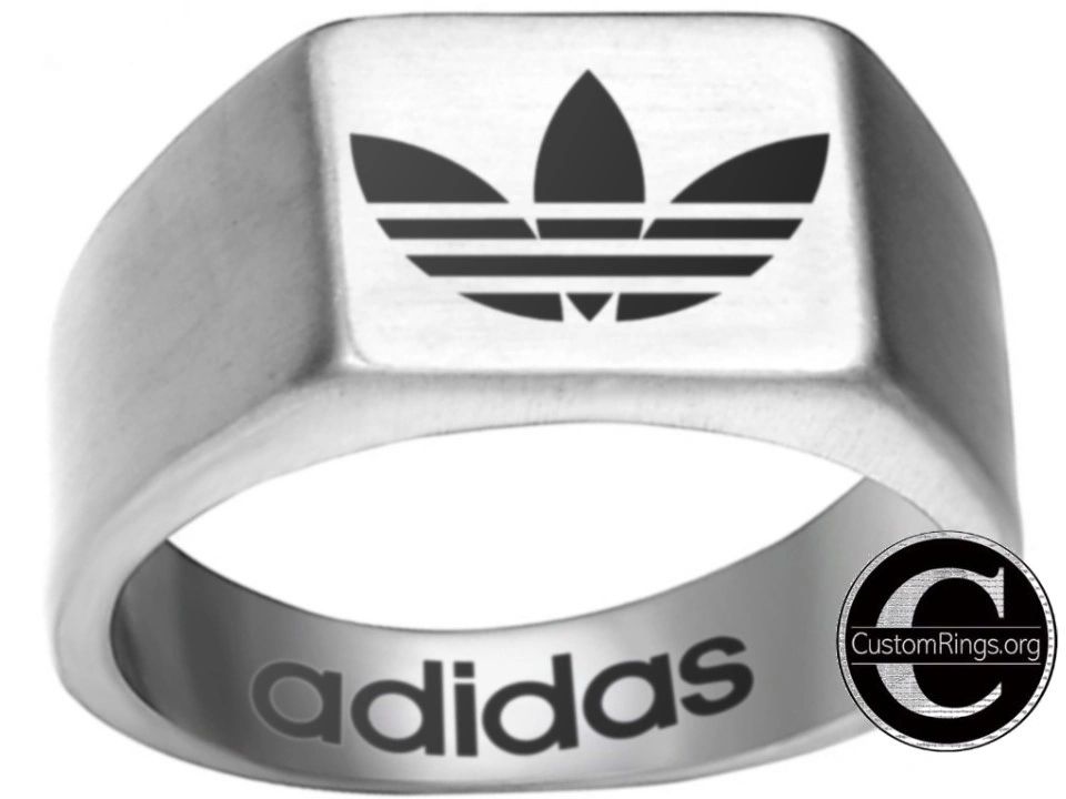 Adidas Logo Ring Adidas Gold Titnium Steel Band #adidas #shoes #brand  #apparel