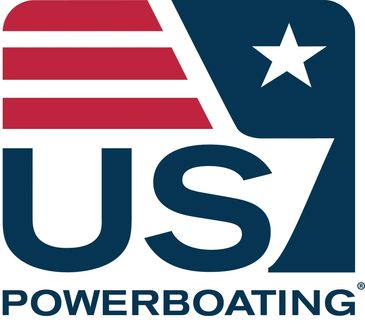 Logo of USA Powerboating with patriotic elements.