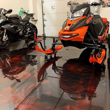 Rénovation de Plancher de garage sur la Rive-Sud epoxy métallisé avec effets marbré 