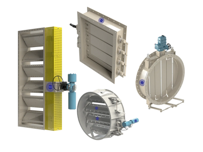 BLADE MULTILOUVER DAMPER VALVE, Manual, Motorized, Hydraulic