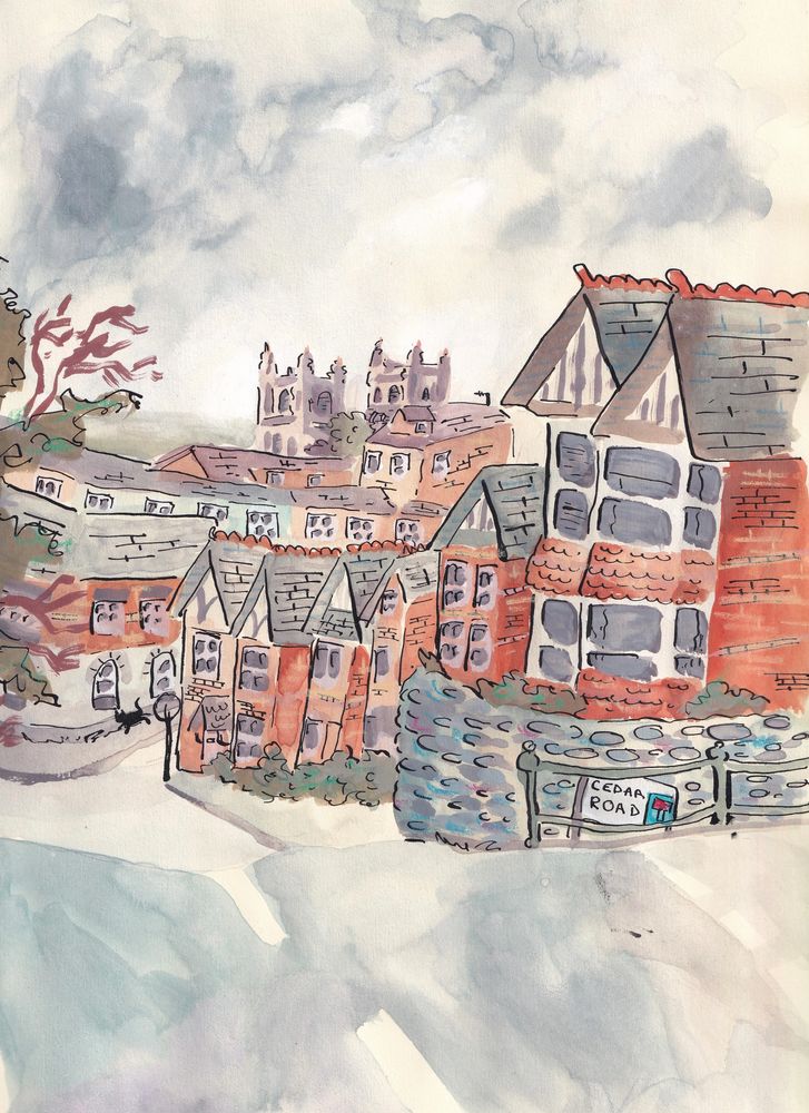 Exeter illustration in gouache 