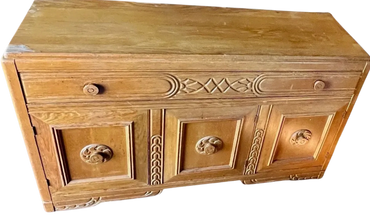 Antique carved wood buffet sideboard. 
