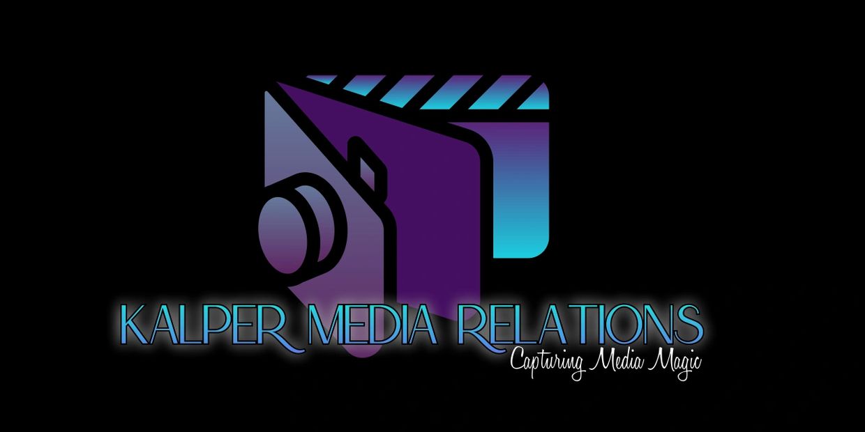 Logo of Kalper Media Relations featuring a camera and clapperboard in blue and purple tones.