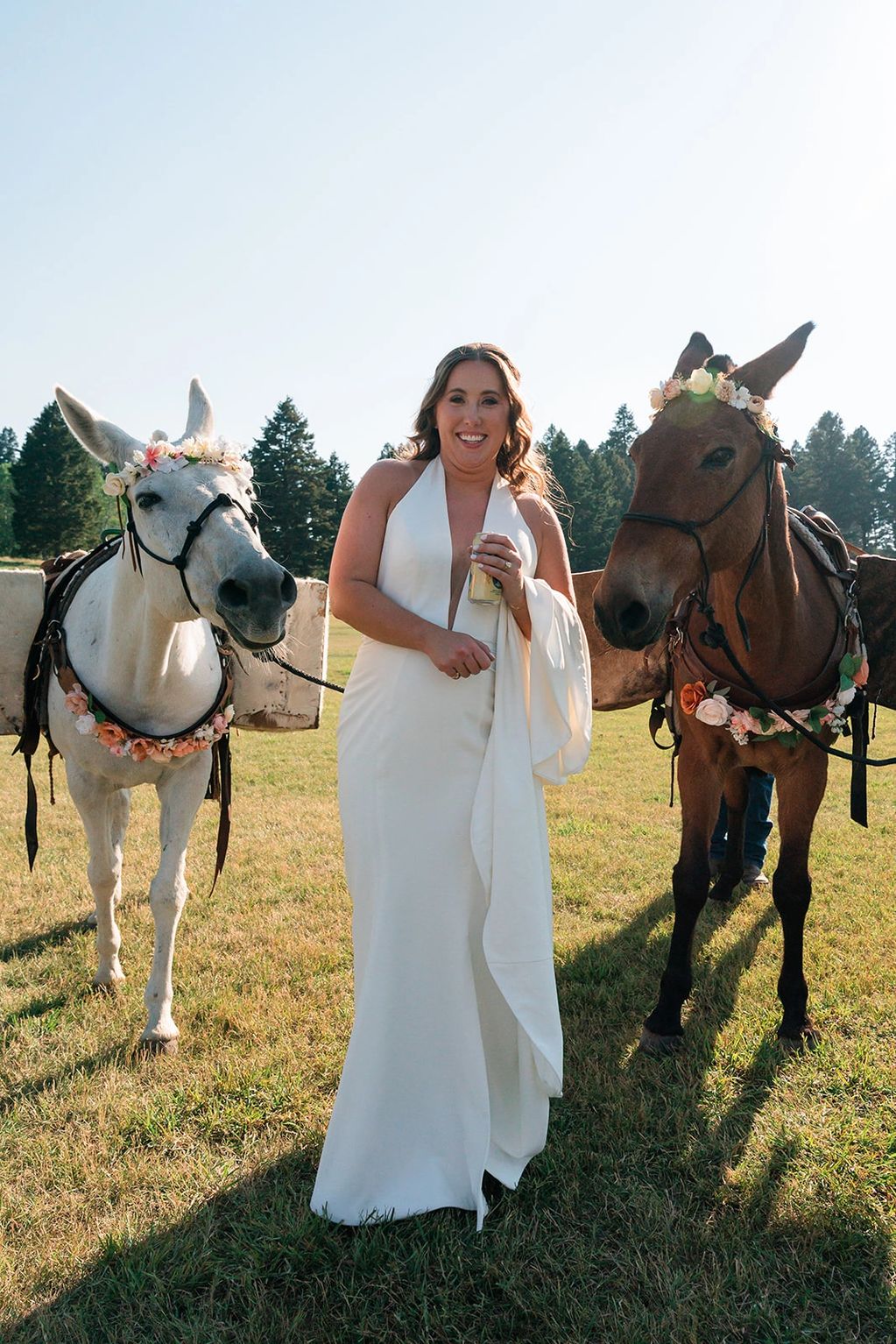 Bride with drink mules.