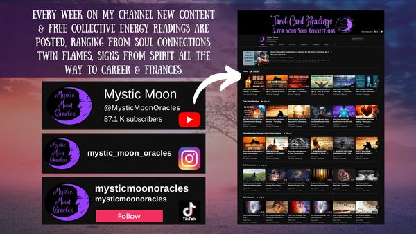 Twin Flame, Divine Masculine & Self-Empower readings. Follow @mystic_moon_oracles on IG & TikTok!