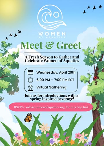 Invitation to a virtual Women of Aquatics Meet &amp; Greet event on April 29th.