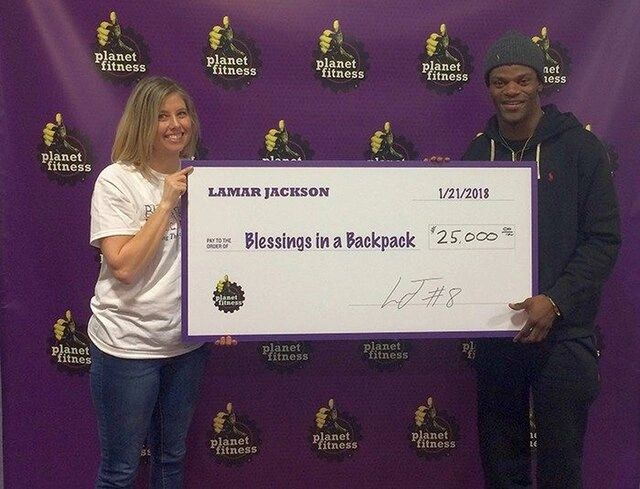 Lamar Jackson signs autographs for fans at Planet Fitness