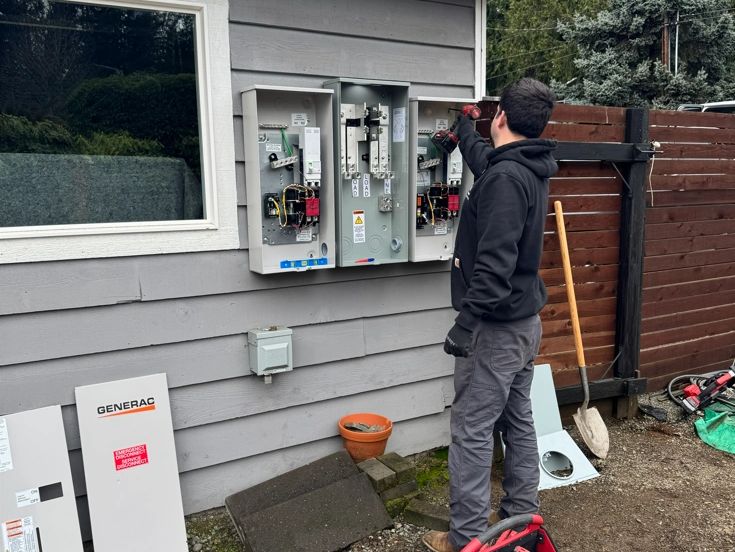JRS Electric Services Electrician Working on an outdoor panel and meter base in bothell washington