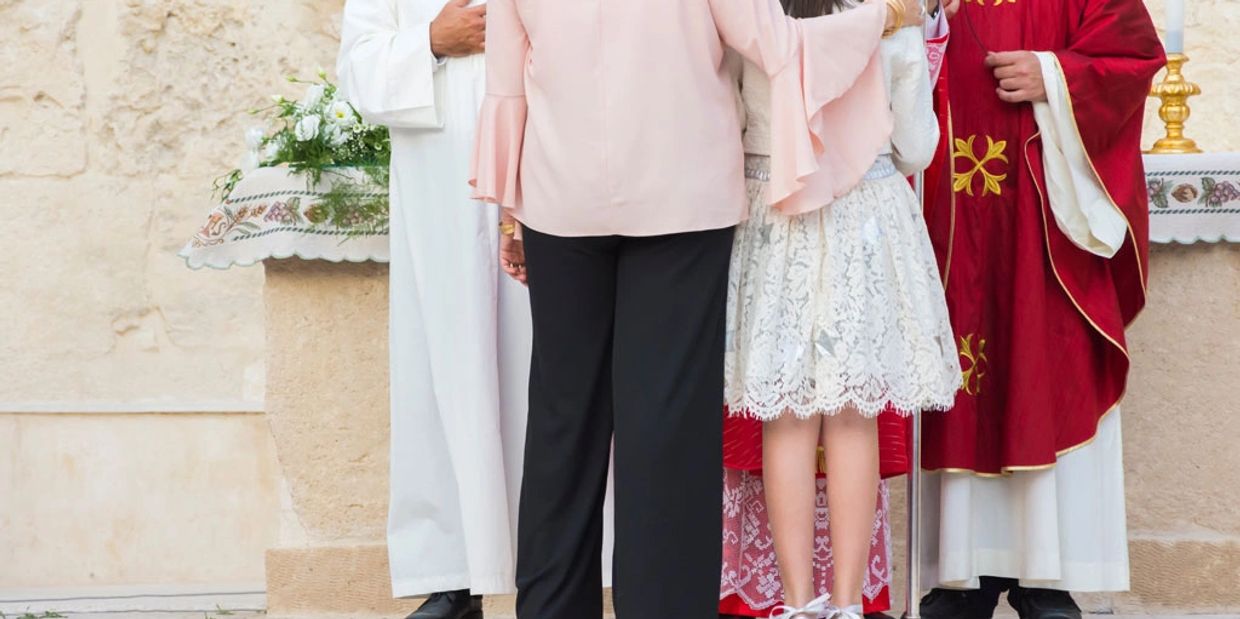 Image of a young girl getting confirmed. 