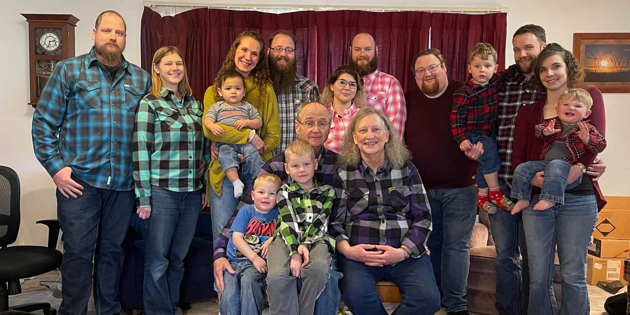 large family posing for a picture