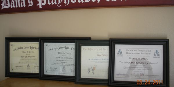 A few of our framed credentials and awards