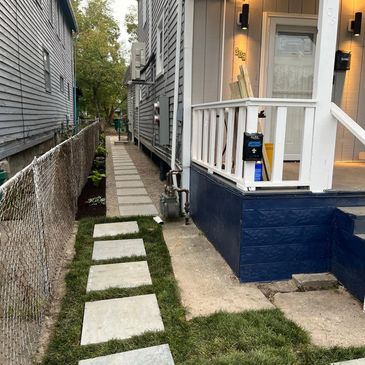 a neat paver walkway