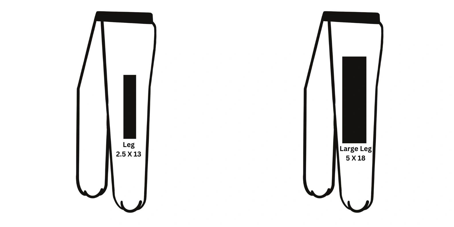 Diagram comparing leg sizes on two pants.