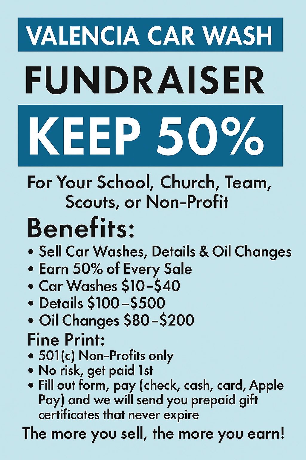 Valencia Car Wash Fundraiser