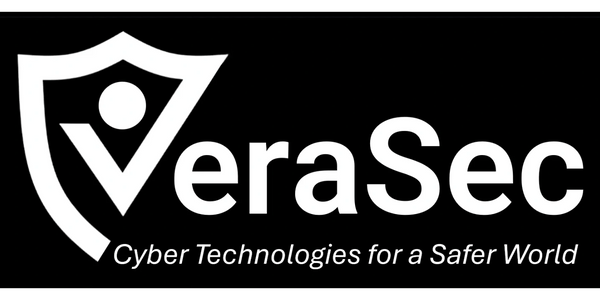 VeraSec logo with a shield symbol and tagline about cyber safety.