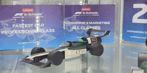 Model of a professional class Formula 1 car for a school competition.
