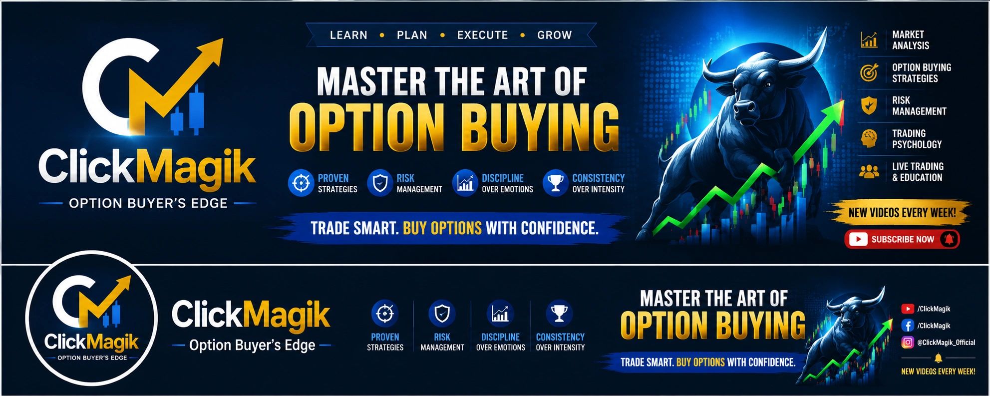 ClickMagik promotes mastering option buying with proven strategies and risk management.