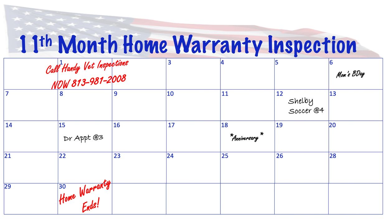 Home warranty inspections prior to end of builders or sellers warranty.