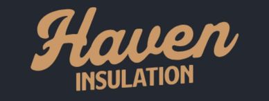 Logo of Haven Insulation with beige text on a dark background.