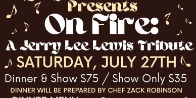 Flyer for a Jerry Lee Lewis tribute event at Legacy on Main Street.